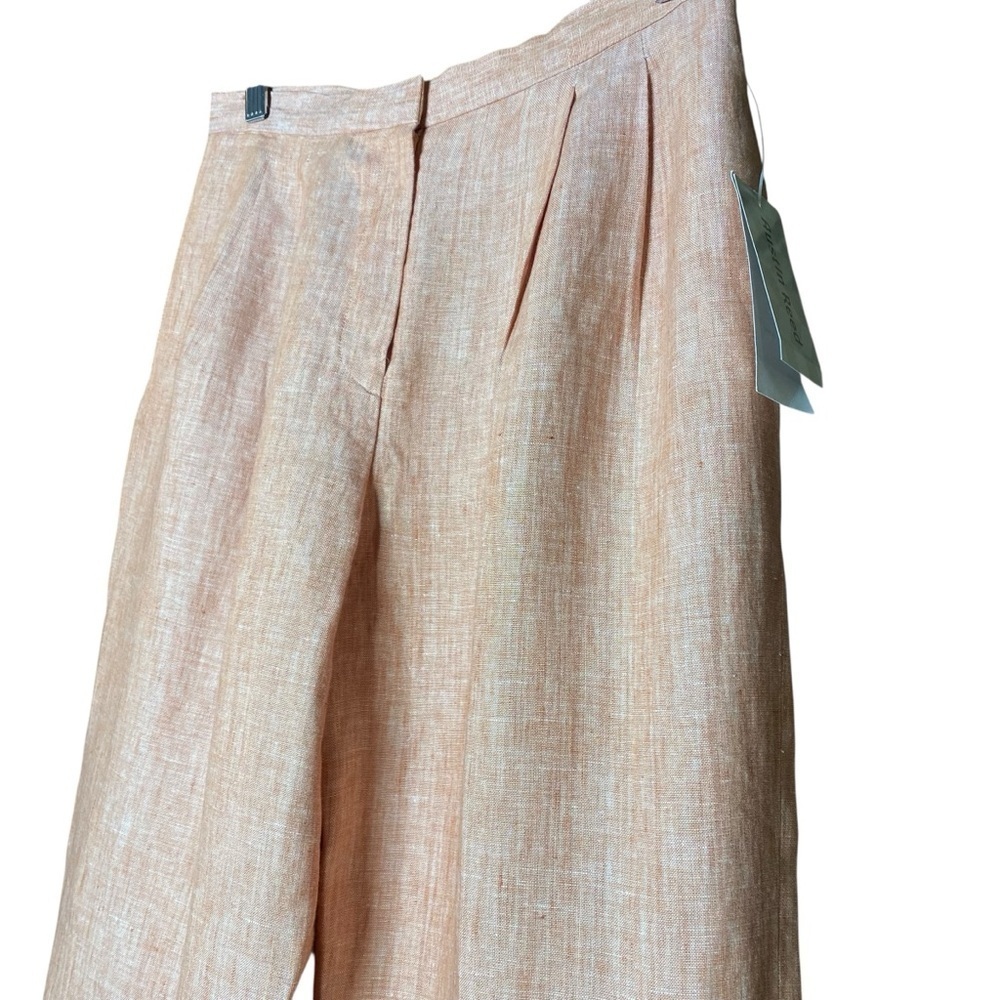 Austin Reed vintage linen lined high waist, pleated wide leg cuffed trouser SZ-4 - Picture 4 of 10